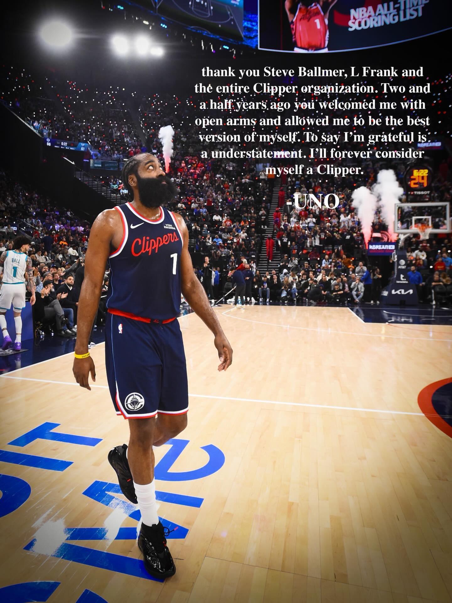 世界杯官网app下载官方最新版-哈登告别快船：我将永远视自己为快船的一份子